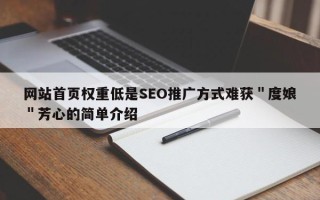 网站首页权重低是SEO推广方式难获＂度娘＂芳心的简单介绍