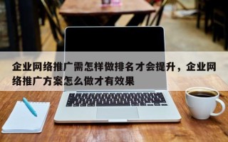 企业网络推广需怎样做排名才会提升，企业网络推广方案怎么做才有效果