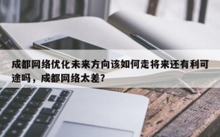 成都网络优化未来方向该如何走将来还有利可途吗，成都网络太差？