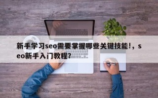 新手学习seo需要掌握哪些关键技能!，seo新手入门教程？