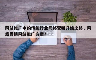 网站推广中的传统行业网络营销升级之路，网络营销网站推广方案？