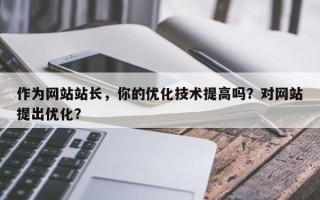 作为网站站长，你的优化技术提高吗？对网站提出优化？