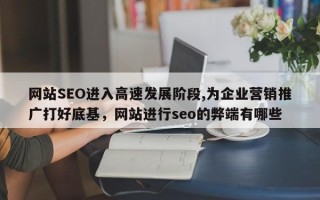 网站SEO进入高速发展阶段,为企业营销推广打好底基，网站进行seo的弊端有哪些