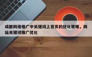 成都网络推广中关键词上首页的优化策略，网站关键词推广优化