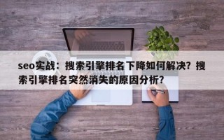 seo实战：搜索引擎排名下降如何解决？搜索引擎排名突然消失的原因分析？