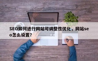 SEO如何进行网站可调整性优化，网站seo怎么设置？